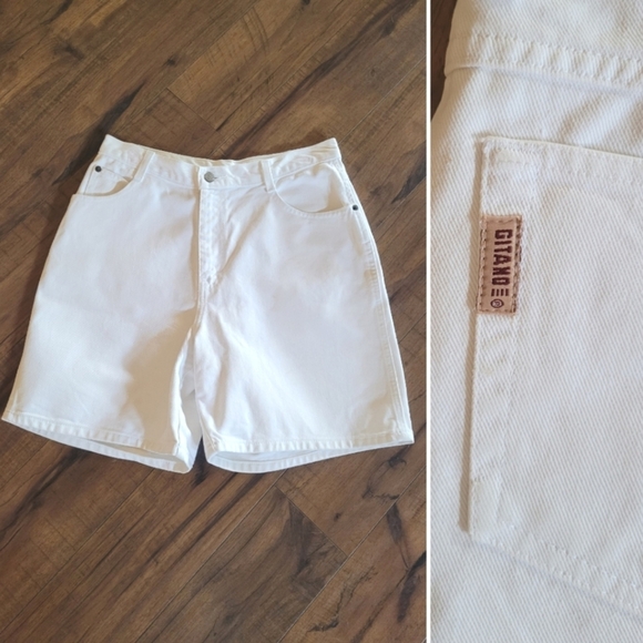 Gitano 80's High Waist White Cotton Shorts